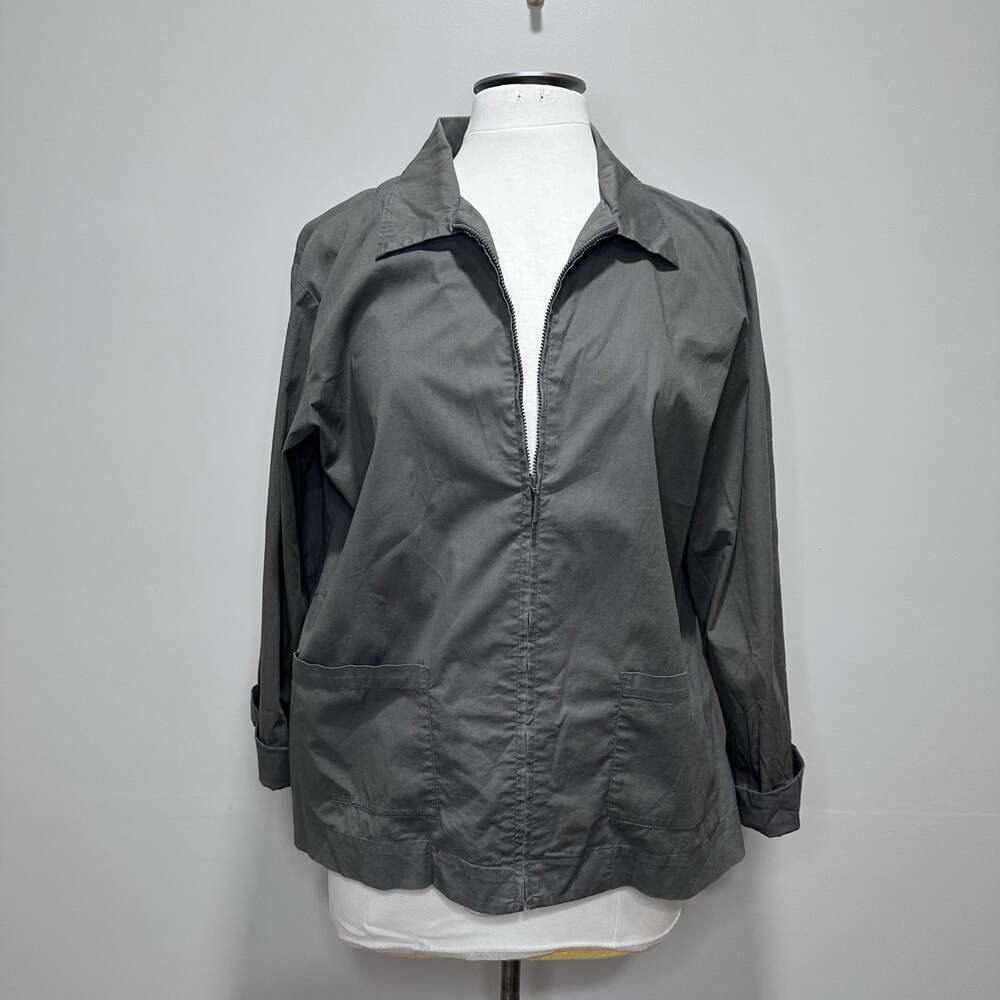 Eileen Fisher Cotton Stretch Utility Shirt Jacket Green, Sz M